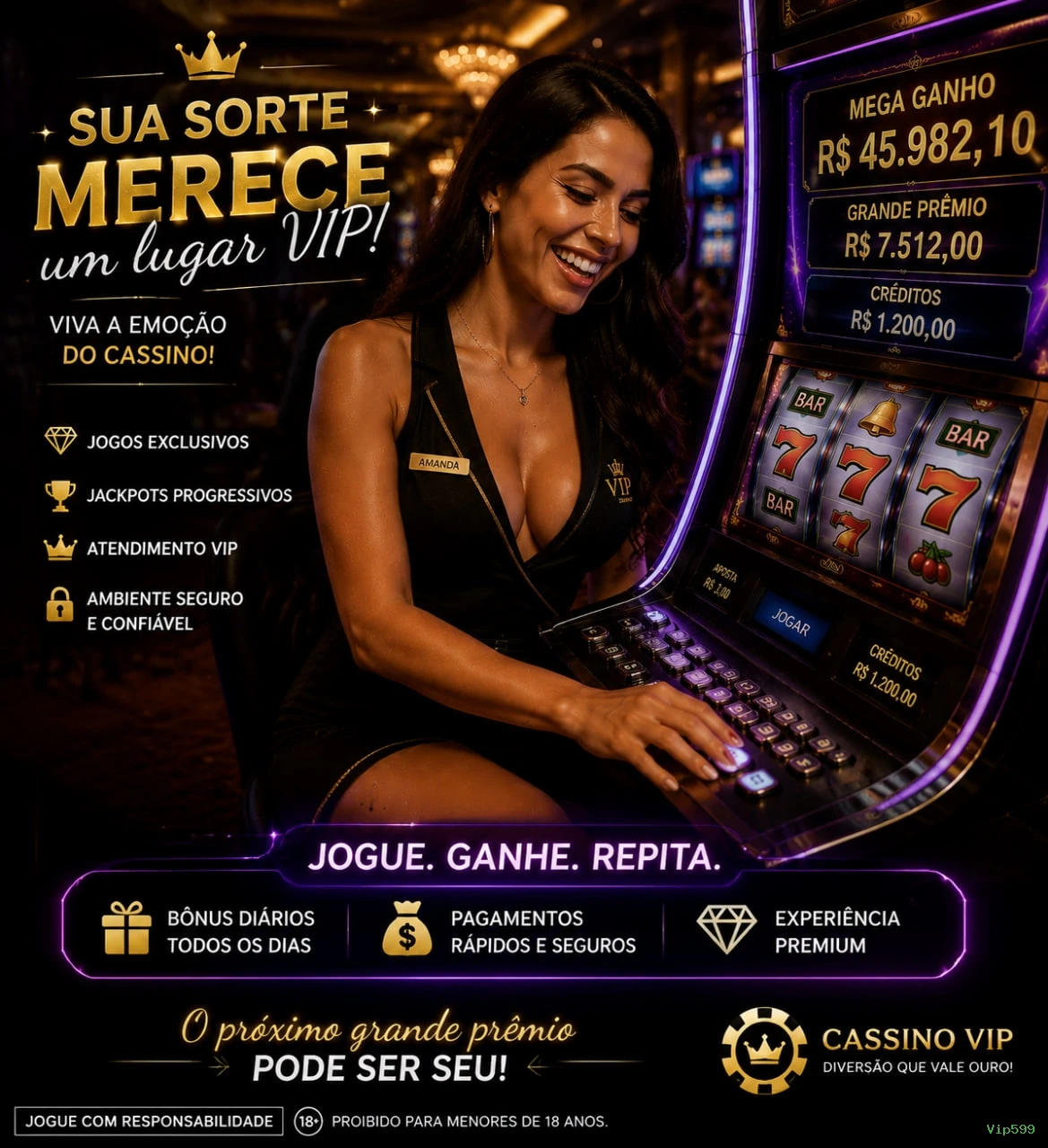 Plataforma completa da Vip599 com todos os jogos